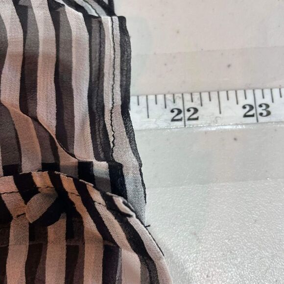 NWT GM Studio Women's Silk Striped Ruffle Sleeve Blouse Black White Size XS - Picture 10 of 12